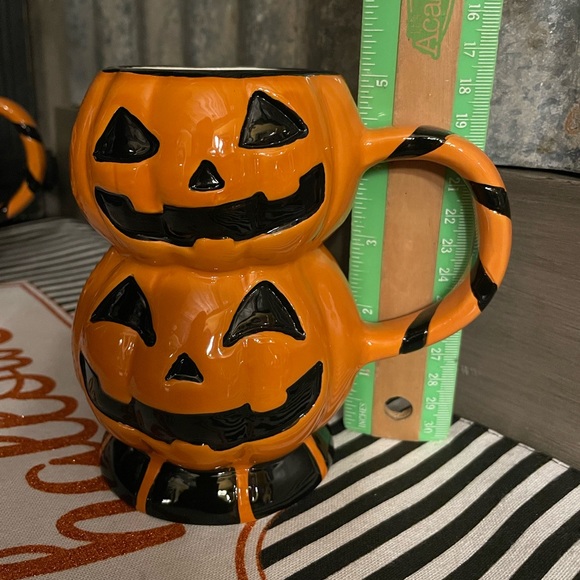 GLOBAL DESIGN CONNECTIONS Set Of 2 Jack-O-Lantern Pumpkin Coffee Tea Mug NWOT 🎃 - Picture 3 of 7